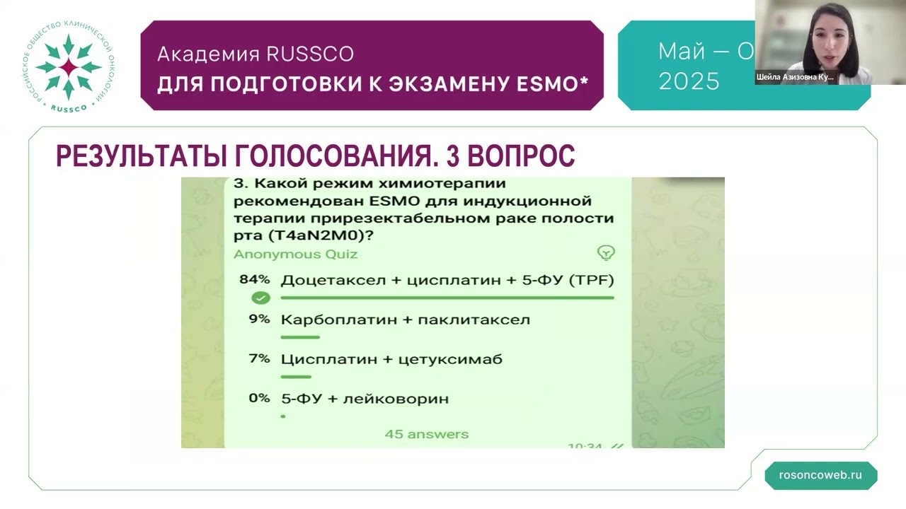 Академия RUSSCO для подготовки к экзамену ESMO: Опухоли головы и шеи (вебинар 25 мая 2025)